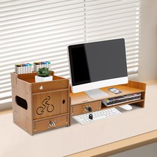 Elegant Wooden Monitor Stand Riser for Ergonomic Posture & Desk Organization picture