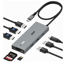 Acer USB-C Docking Station Dual Monitor, 9-in-1 Laptop Dock with  2FT, black picture