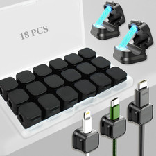 18 Pack Cord Organizer Holder, Magnetic Cable Clips Management, (Black） picture