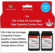 765-9 Red Postage Ink Cartridges 2 Pack Compatible Pitney Bowes SendPro C picture