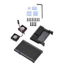 Metal Black Case Shell Box W/ Dual Fan Heatsink For Raspberry Pi 4 Model B 4B* picture