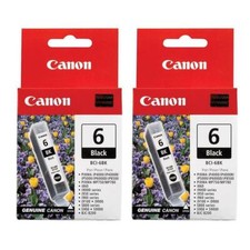 NEW NIB Canon BCI-6BK Two-Pack (2) Black Ink Tank Cartridge UPC 75084583358 L@@K picture