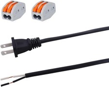 Replacement Power Cord Pigtail 18AWG 2 Prong 6FT Flat Shape 2 Wire Power Supply  picture
