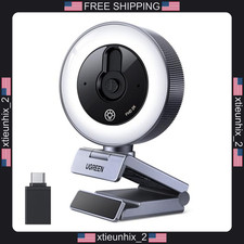 Ugreen 2K Webcam with 4-Level Ring Light for PC, HD 30FPS, Privacy Cover picture