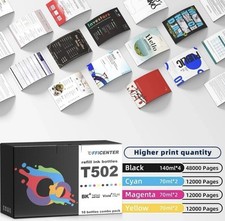 Officenter 502/T502 Ink Refill Bottles For Ecotank Printers Sealed 10 bottles picture