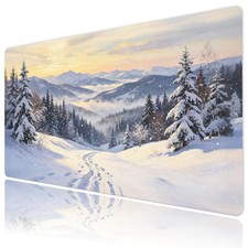 Snow Mountain Forest Pine Tree Winter Desk Mat for Keyboard and Mouse Desk Pad picture