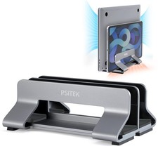 Psitek Aluminum Dual Vertical Laptop Stand Dock Holder, 2 Slots, Space Gray picture