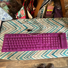 Purple Flexible USB Wired Keyboard Full-Size Number Pad Portable English picture