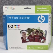 HP 02 Vivera Value Pack 6 Ink Cartridges/150 4x6 Adv Photo Paper EXP Jan 2010 picture