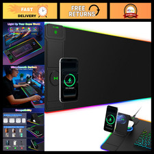 RGB Gaming Mouse Pad with Wireless Charging, Foldable Phone Stand, LED Lights picture