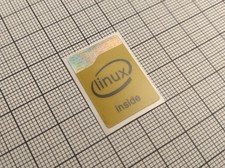 5 x Yellow & Black Holographic Linux Inside Stickers For The PC Case 18 x 25 mm picture