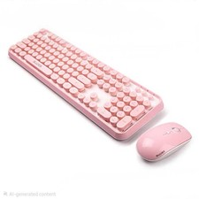 FOPETT Wireless Keyboard and Mouse Combo, 104 Keys Full-Sized - White picture