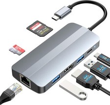 USB C Laptop Docking Station, 7 in 1 USB C Dock with 1000Mbps, 2 USB Port, HDMI  picture