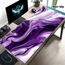 1pc Extended Gaming Mouse Pad And PC Desktop Keyboard Mat - Purple Flowing Ink picture