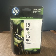 HP 15 Black Ink Cartridge Twin Pack Genuine Unopened Expired 11/2011 picture