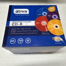 New Ativa Assorted Colors CD – R 40 X 700 MB 80 Minute Jewel Case 20 Pack picture