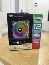 Thermaltake Riing Quad 12 120mm White RGB PWM Case Fans 3-Pack picture