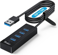 4 Port USB 3.0 Hub 10FT Long Cable with 5 Gbps 5V USB-C Power Supply for Lap… picture