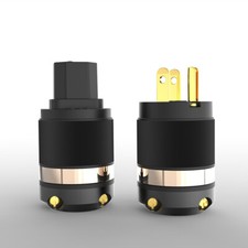 24K Gold Plated US EU Power HiFi Plug IEC320 C13 C15  Cable Cord Connector picture