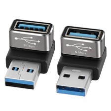 90 Degree USB 3.0 Adapter 2 Pack, (Up and Down) Right Angle USB Type-A Male to F picture