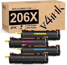 206X 206A Toner Cartridge 4Pack High Yield Replacement for HP 206X W2110X W/Chip picture