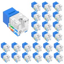 VCE UL Listed Cat6 Keystone Jacks 10Gbps 25-Pack, Blue picture