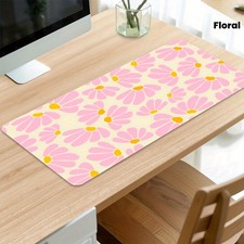 XXL Rubber Stitched Edge Pink Daisy Floral Mouse Pad - Large Gaming Keyboard M picture