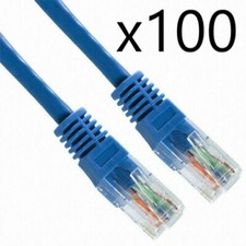 100 Pack Lot - 1ft CAT6 Ethernet Network LAN Router Patch Cable Cord Wire Blue picture