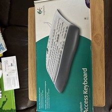 Vtg Logitech Access Keyboard PS/2 Wired 967225-0403 With Palm Rest in Box picture