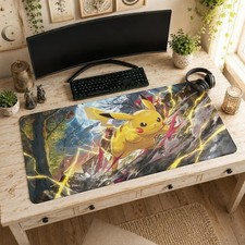 Pikachu Mouse Pad  XL Desk Mat, Pokemon Lightning Forest Mat Accessories picture