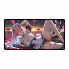Pink Haired Sci-Fi Anime Girl Mousepad Horned Futuristic Waifu Aesthetic Gamer picture