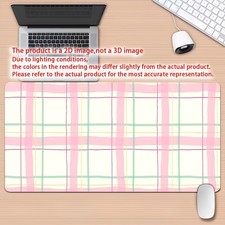 2D Flat Pink Pastel Plaid Desk Mat Gaming Mouse Pad 1pc - Non-Slip Rubber Base picture
