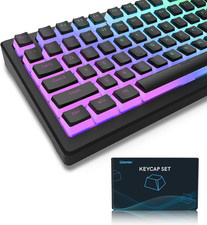 Pudding Keycaps, PBT Shine through Keycaps Black 164 Keys Set picture