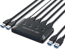 USB 3.0 Switch, Premium USB Switcher Computers Sharing 4 USB Devices for Keyb... picture