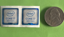 2 Pcs Intel CORE i7 9th Gen Blue Laptop Sticker Label Logo Decal 18mm x 18mm picture