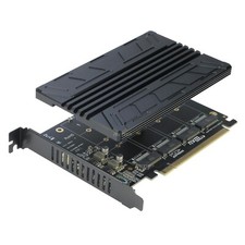 Quad M.2 NVMe SSD to PCIe 4.0 x16 Adapter Card with Heatsink Cooling picture