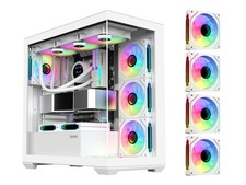 SAMA SV01 Gaming PC Case Computer Mid Tower ATX Case White with 4 Addressable picture