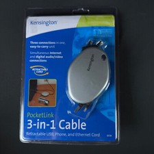 Kensington PocketLink 3-in-1 Ethernet/Phone/USB Cable for Mac or PC (33129) NEW picture
