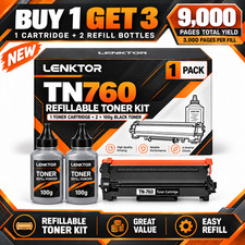 TN760 Refillable Toner 1PK BK With Chip for MFC-L2690DWXL HL-L2325DW HL-L2350DW picture
