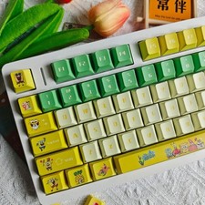 SpongeBob Keycap Set PBT 132 Keys Custom Keycaps for MX Mechanical Keyboard picture