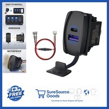 Dual USB Charger Socket 12V Rocker Switch for Marine RV Truck Waterproof picture