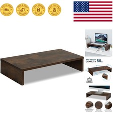 Elegant 20-Inch Rustic Wooden Monitor Stand Riser for Ultimate Desk Organization picture