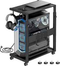 Computer Tower Stand - Adjustable PC Tower Stand CPU Holder Cart with Charging S picture