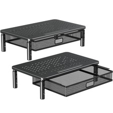 2 Pack Monitor Stand Riser with Metal Drawer, 3 Height Adjustable picture