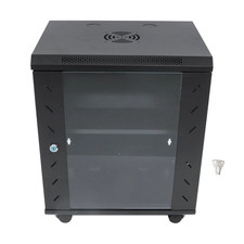 24U 19 in Freestanding Server Rack Cabinet Glass Door Casters Locking Keys picture