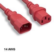 10PCS Red 8' Heavy Duty Power Extension Cord IEC60320 C13 to C14 14AWG 15A/250V picture