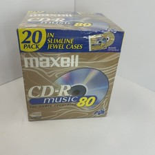 Maxell CD-R Music Blank Media Discs 80min Pack Of 20 w/Slimline Jewel Cases NEW picture