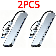2Pcs 8 Port USB-C Hub Adapter - 5G Speed Multi Splitter for PC, Laptop & MacBook picture