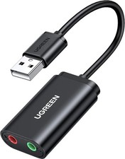 USB to Audio Jack Sound Card Adapter with Dual TRS 3-Pole 3.5Mm Headphone and Mi picture