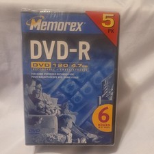 Memorex DVD-R 5 Pack , 120 4.7GB, In Jewel Case, NEW & SEALED picture